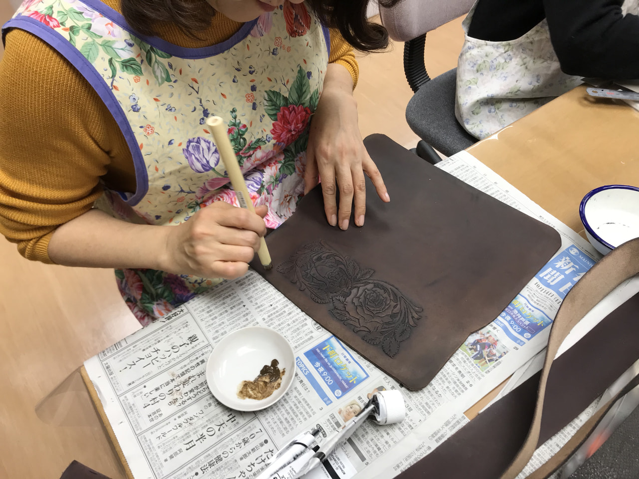 レザークラフト 教室　月曜クラス１月２回目