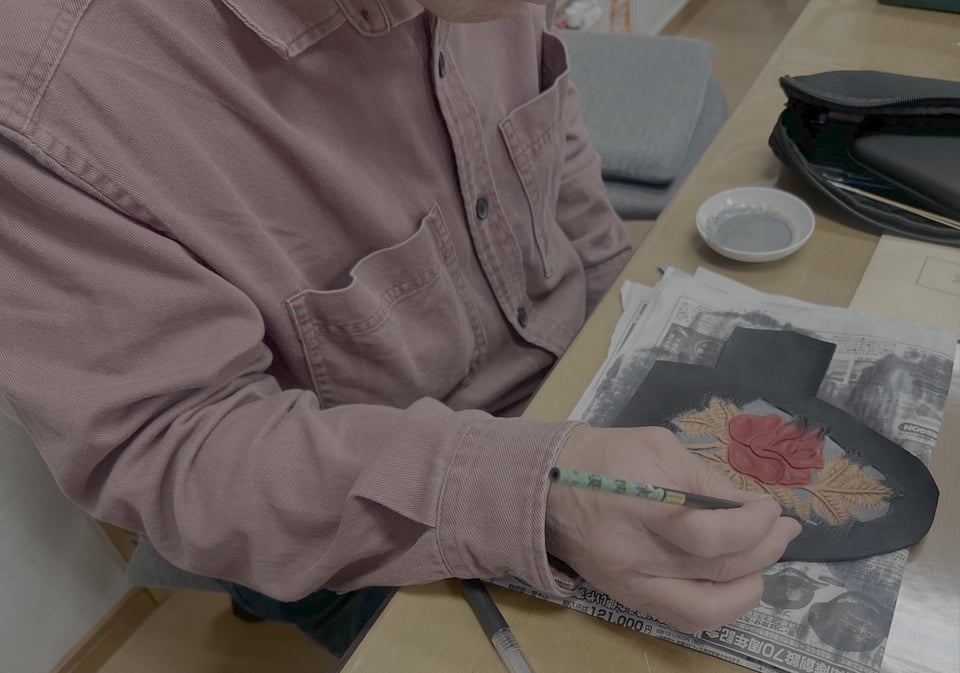 カービング染色　レザークラフト教室　革工芸教室